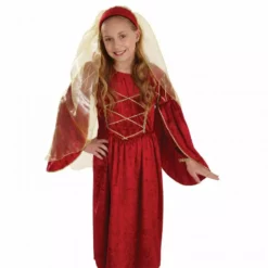Disfraz Princesa Medieval Niña Tudor Rojo -Moda Halloween 5 0 5055305458242.pt01