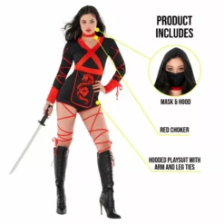 Womens Dragon Ninja Playsuit Costume -Moda Halloween 887513098874.pt01