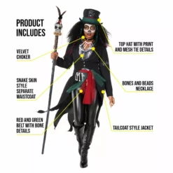 Womens Voodoo Priestess Costume -Moda Halloween 887513099468.pt01