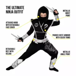 Kids Silver Dragon Ninja Costume -Moda Halloween 887513099512.pt02