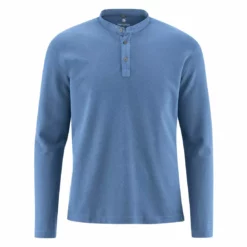 Hempage Camiseta Manga Larga, Collar De Mao