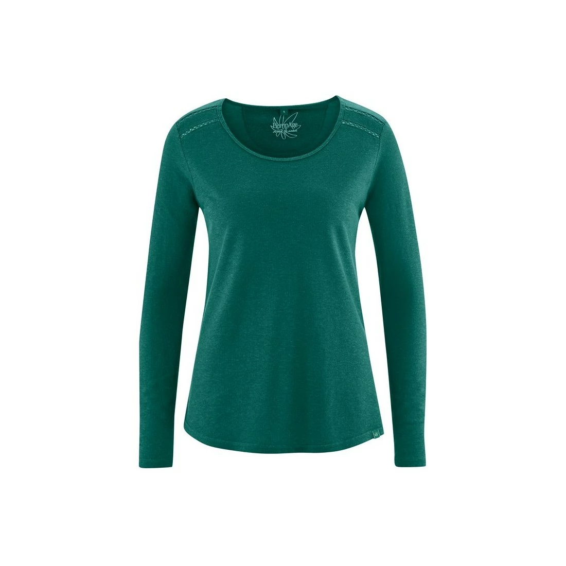 Hempage Camiseta Manga Larga Encaje Decoración 3 Hempage Camiseta Manga Larga Encaje Decoración