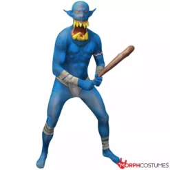 Morphsuit De Mandíbula De Orco - Azul -Moda Halloween m1 j a jaw dropper orc morphsuit blue 23