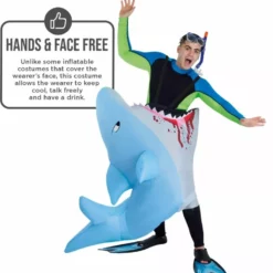 Disfraz Hinchable De Tiburón Asesino -Moda Halloween mcimes man eating shark adult feature 04