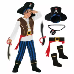 Disfraz De Pirata A Rayas Azules Para Niños -Moda Halloween mckbsp pirate blue kids feature
