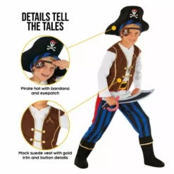 Disfraz De Pirata A Rayas Azules Para Niños -Moda Halloween mckbsp pirate blue kids feature3