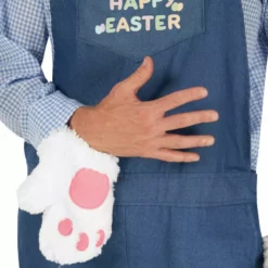 Disfraz De Conejo De Pascua Con Peto Para Hombre -Moda Halloween mcmdebm bunny dungarees 04