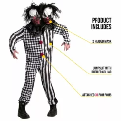 Disfraz De Payaso De Dos Cabezas -Moda Halloween mcmtcl two headed clown adult feature 0