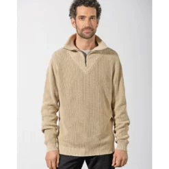 Hempage Suéter De Cuello Con Cremallera Para Hombre