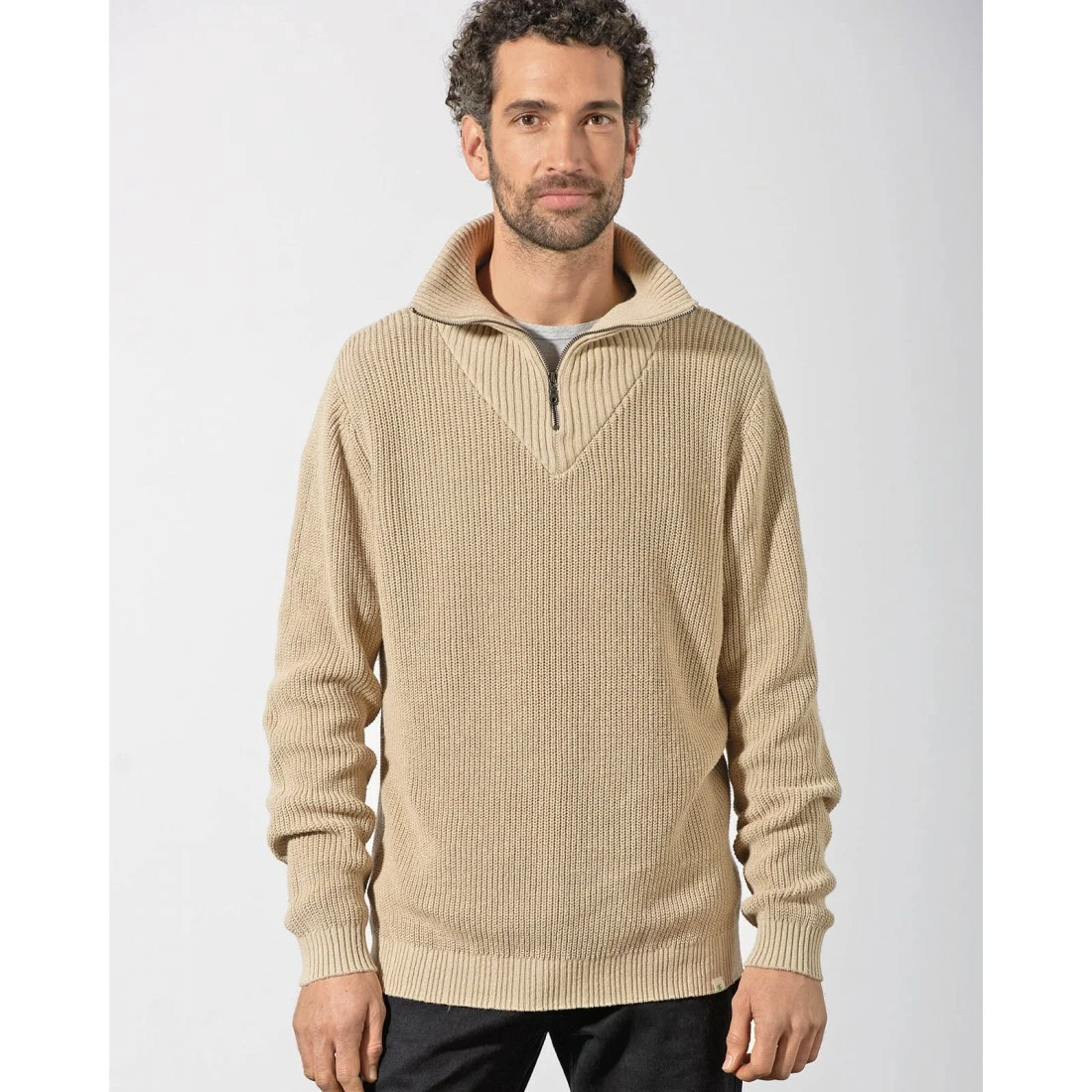 Hempage Suéter De Cuello Con Cremallera Para Hombre 3 Hempage Suéter De Cuello Con Cremallera Para Hombre