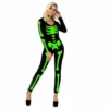 Disfraces De Esqueleto Mujer -Moda Halloween womens glow skeleton bodysuit